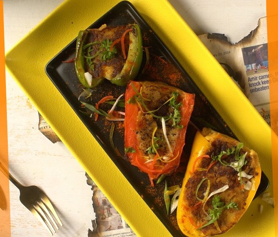 Chatkhara Aloo Stuffed Bell Peppers