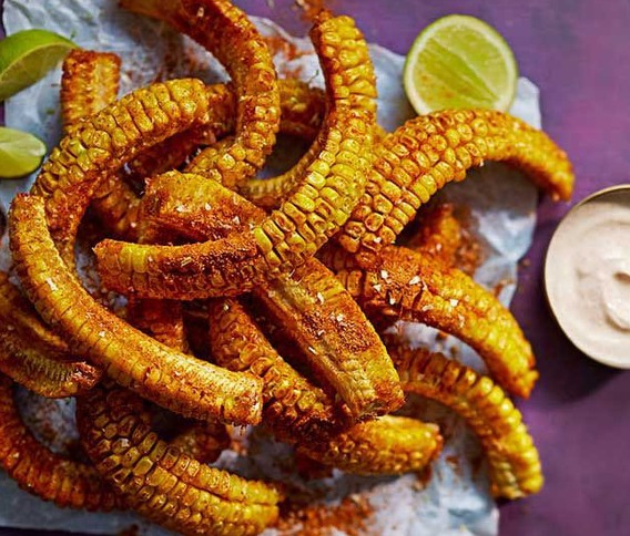 Corn Ribs With Spicy Yogurt Dip